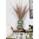 Ваза зеленого цвета из фарфора с бронзовыми ручками в виде драконов и рельефным цветочным декором Eden Garden porcelain and bronze варинант исполнения - 7 | Loft Concept в Кирове