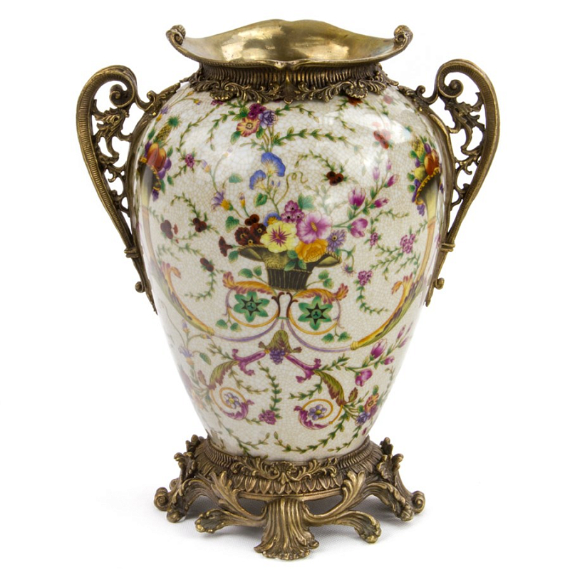 Фарфоровая ваза Pot-Bellied Porcelain Vase Бежевый Бронза в Кирове | Loft Concept 