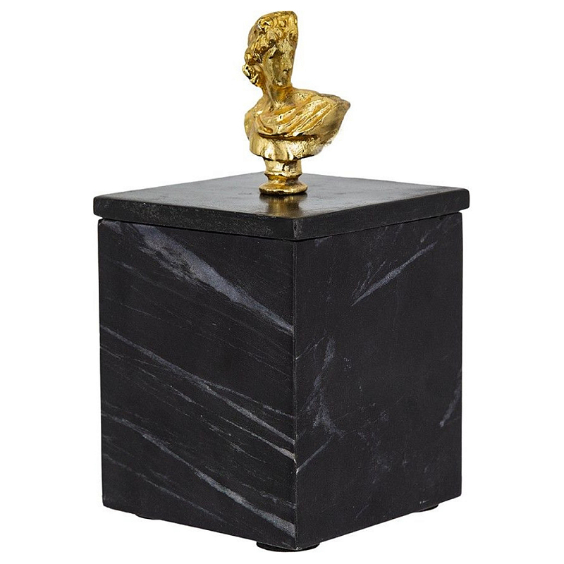 Мраморная шкатулка с бюстом из металла KELLY WEARSTLER Черный Золотой в Кирове | Loft Concept 