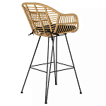Стул барный с ротанговым плетением Half Bar Chair with Wicker с подлокотниками варинант исполнения - 4 | Loft Concept в Кирове