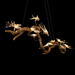 Люстра подвесная линейная с прозрачными стеклянными птичками на ветвях Serip Voa варинант исполнения - 9 | Loft Concept в Кирове