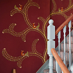 Обои с вышивкой ручной работы Fyodor Original colourway on Merlot linen варинант исполнения - 2 | Loft Concept в Кирове