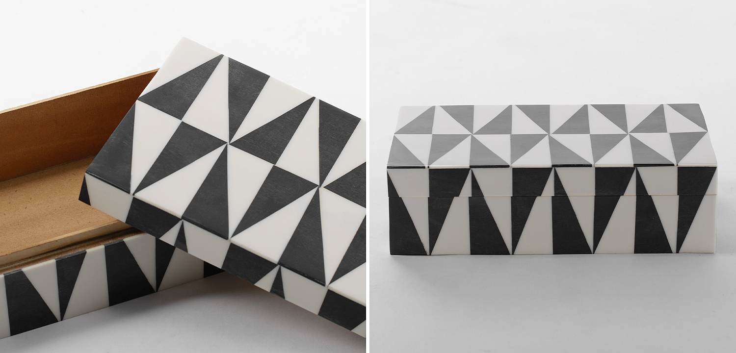 Шкатулка Black White Triangles Bone Inlay Шкатулка Black White Triangles Bone Inlay - Loft-Concept в Кирове