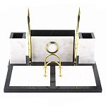 Настольный письменный набор из белого мрамора с часами Marble Accessory варинант исполнения - 1 | Loft Concept в Кирове