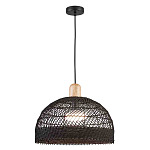 Подвесной светильник с округлым абажуром из черного ротанга Wicker Furniture варинант исполнения - 1 | Loft Concept в Кирове