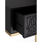 Приставной столик с резным узором на выдвижном ящике Black Table Carved Pattern варинант исполнения - 3 | Loft Concept в Кирове