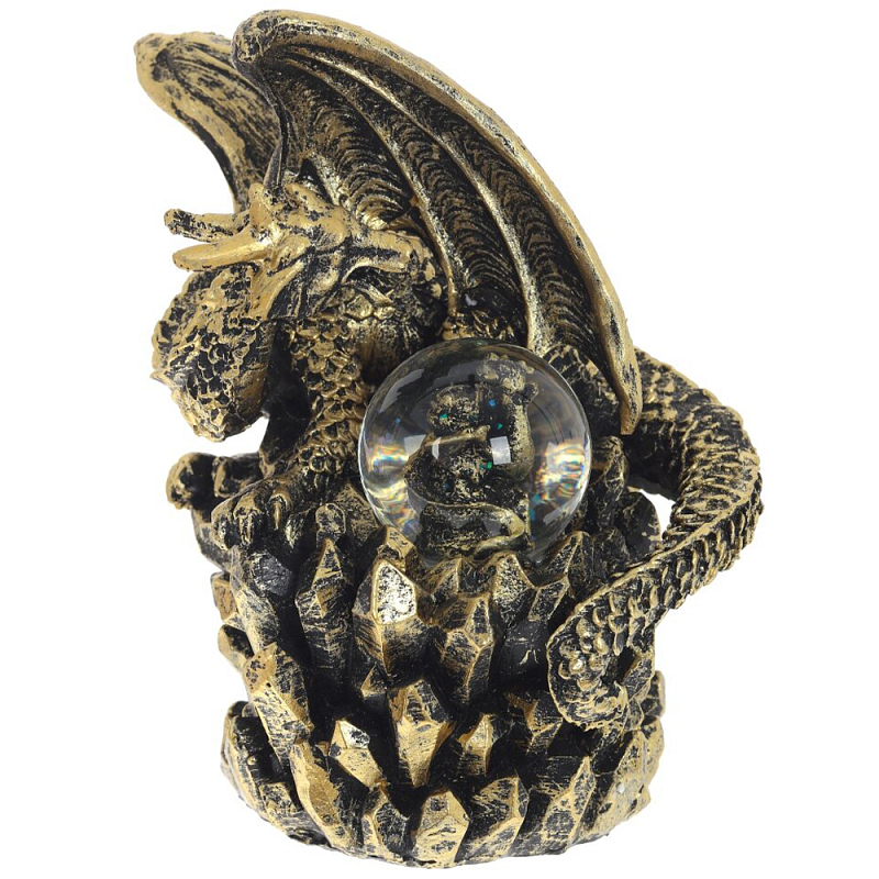 Декоративная статуэтка Дракон со стеклянным шаром Dragon and Glass Ball Gold Black Золотой Черный Прозрачное Стекло Декоративная статуэтка Дракон со стеклянным шаром Dragon and Glass Ball Gold Black Золотой Черный Прозрачное Стекло в Кирове | Loft Concept