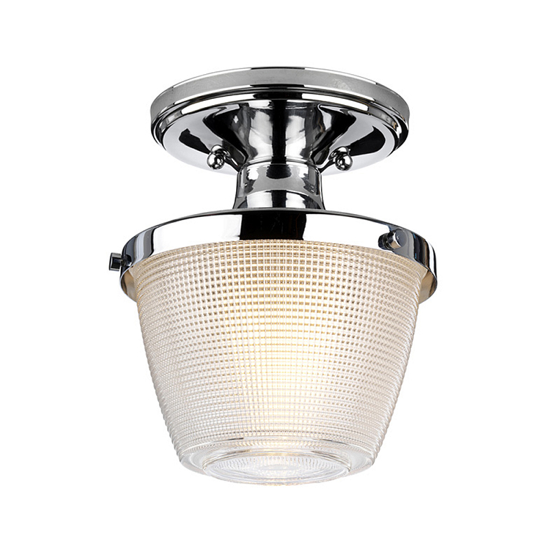 Потолочный светильник для ванных комнат с плафоном из прессованного фактурного стекла Quoizel Латунь Прозрачное Стекло Хром в Кирове | Loft Concept 