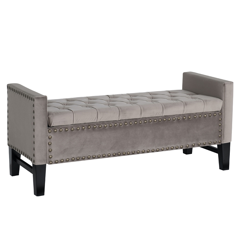 Банкетка с ящиком Helen Bench Seat Серый Черный Банкетка с ящиком Helen Bench Seat Серый Черный в Кирове | Loft Concept