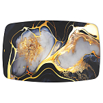 Обеденный стол с прямоугольной черно-золотой столешницей из стекла на 4-х металлических ножках Gold and Black Marble варинант исполнения - 2 | Loft Concept в Кирове