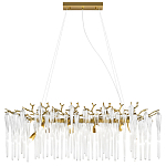 Люстра подвесная прямоугольная с бронзовыми акцентами и прозрачными стеклянными каплями Droplet Chandelier варинант исполнения - 1 | Loft Concept в Кирове