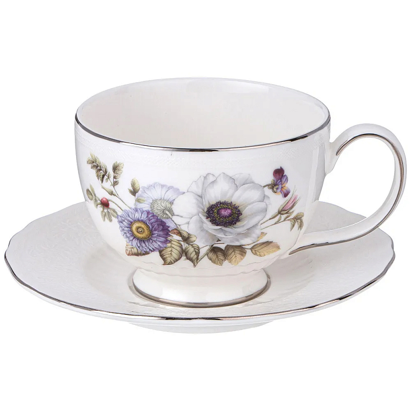 Чайная пара из фарфора с рисунком цветов Garden Whisper Porcelain Set Белый Мульти Чайная пара из фарфора с рисунком цветов Garden Whisper Porcelain Set Белый Мульти в Кирове | Loft Concept