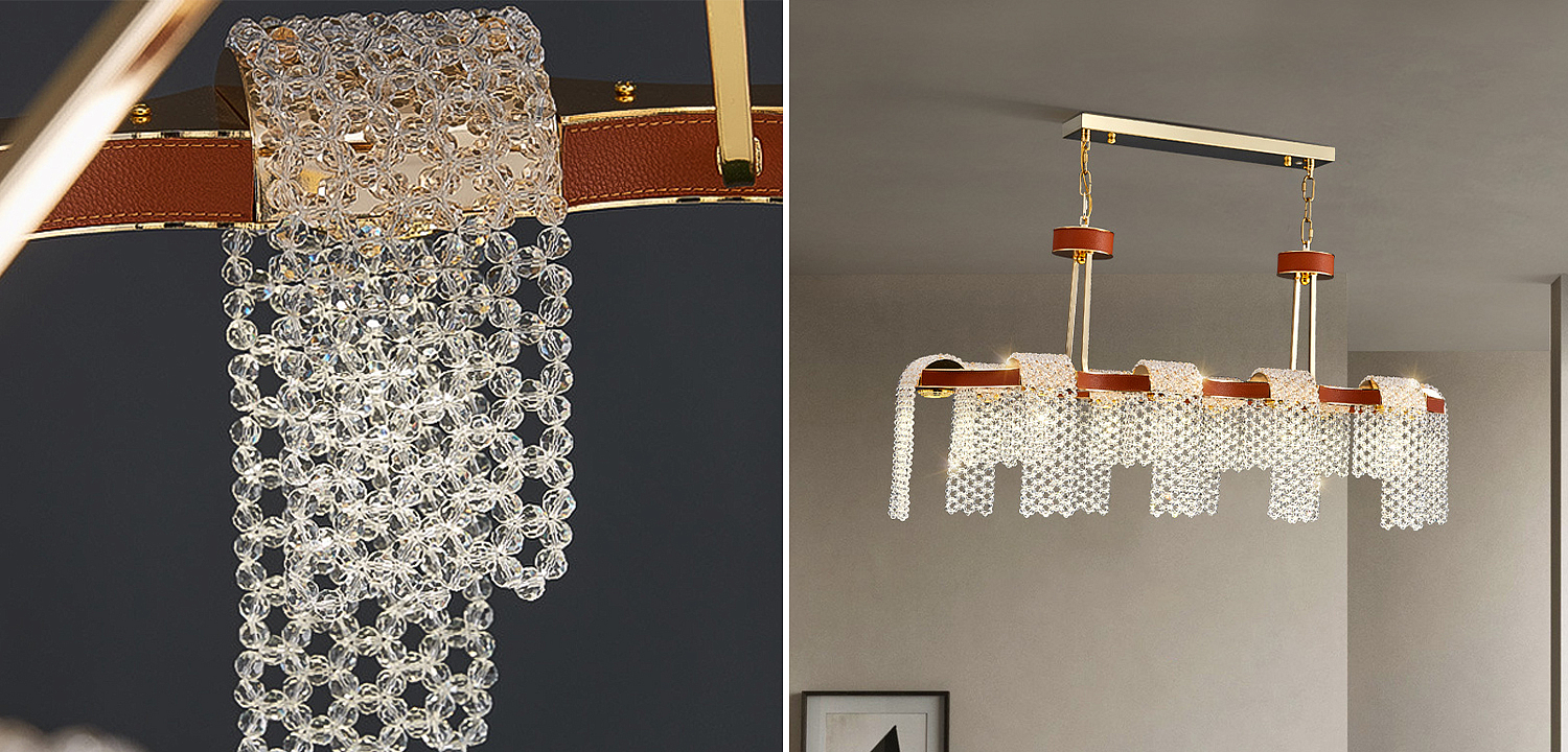 Линейная люстра люстра Leather Glass Chandelier Линейная люстра люстра Leather Glass Chandelier - Loft-Concept в Кирове