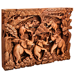 Панно из дерева пять слонов Panel With Animals варинант исполнения - 2 | Loft Concept в Кирове