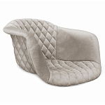 Барный стул со спинкой и мягкой обивкой с ромбами на 4-х деревянных ножках Бежевый Велюр Ava Charm варинант исполнения - 2 | Loft Concept в Кирове