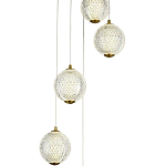 Каскадная люстра с 5-ю плафонами из акрила в виде шара Felice Chandelier Brass варинант исполнения - 2 | Loft Concept в Кирове
