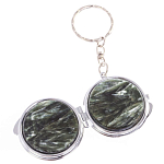 Зеркало брелок карманное двухстороннее из натурального камня Серафинит Stone Mirrors варинант исполнения - 6 | Loft Concept в Кирове