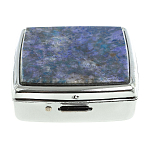 Таблетница карманная квадратная c 2-мя отделениями с зеркалом и накладкой из натурального камня Лазурит Silver Stone Pillboxes варинант исполнения - 3 | Loft Concept в Кирове