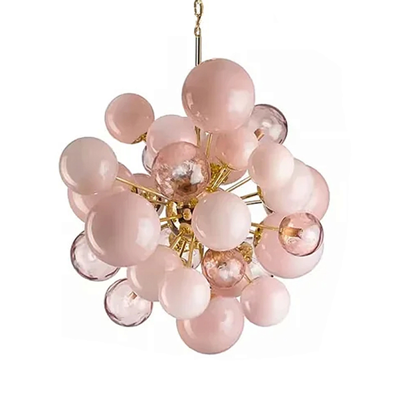 Люстра розовые шары на золотом каркасе Pink Light Bubbles Розовый Люстра розовые шары на золотом каркасе Pink Light Bubbles Розовый в Кирове | Loft Concept