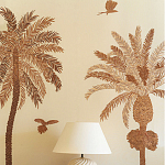 Обои с вышивкой ручной работы Deco Palms Raffia on linen варинант исполнения - 1 | Loft Concept в Кирове