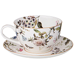 Чайный сервиз из фарфора белый с рисунком цветов на 6 персон 14 предметов Garden Whisper Porcelain Set  варинант исполнения - 1 | Loft Concept в Кирове