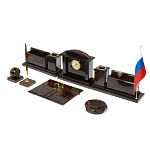 Настольный письменный набор с часами из природного камня обсидиана  Gift for Manager варинант исполнения - 2 | Loft Concept в Кирове