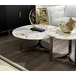 Столик журнальный с круглой мраморной столешницей Unique Stone Design варинант исполнения - 8 | Loft Concept в Кирове