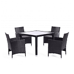 Обеденный комплект из искуственного ротанга Vintara черный варинант исполнения - 1 | Loft Concept в Кирове