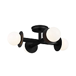 Потолочный светильник с тремя белыми матовыми стеклянными плафонами в форме шаров на черном основании Generation Lighting варинант исполнения - 2 | Loft Concept в Кирове