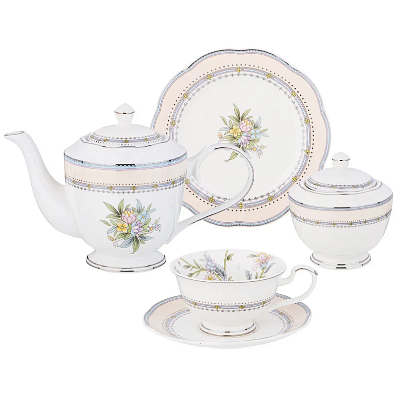 Чайный сервиз из фарфора на 6 персон 20 предметов Tea Flower Set Мульти Чайный сервиз из фарфора на 6 персон 20 предметов Tea Flower Set Мульти в Кирове | Loft Concept