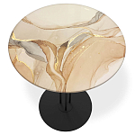Стол журнальный круглый с бежевой столешницей из стекла Beige Marble варинант исполнения - 2 | Loft Concept в Кирове