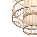 Подвесной светильник из деревянных прутьев с плафоном из натуральной ткани Light Inside the Cell варинант исполнения - 6 | Loft Concept в Кирове