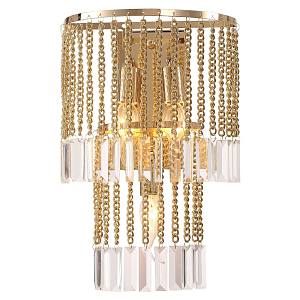 Бра с подвесками из хрусталя на золотых цепочках