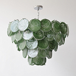 Люстра из зеленых стеклянных дисков с перламутровым эффектом Green Glowing Glaze варинант исполнения - 5 | Loft Concept в Кирове
