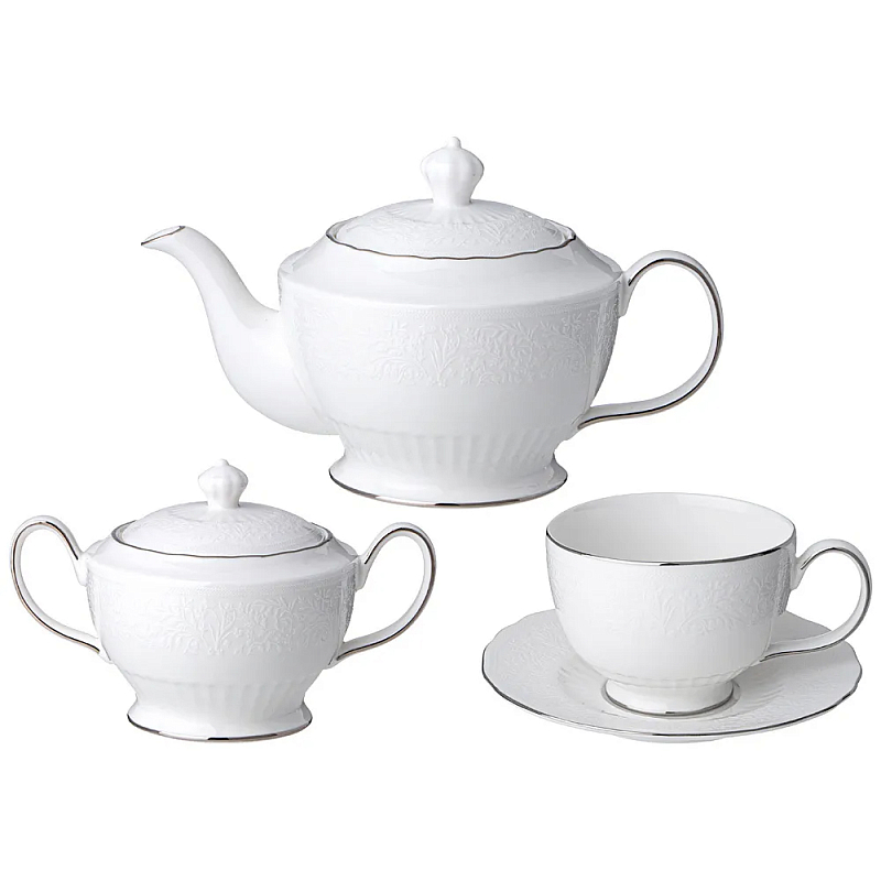 Чайный сервиз белый из фарфора на 6 персон 14 предметов Garden Whisper Porcelain Set Белый Чайный сервиз белый из фарфора на 6 персон 14 предметов Garden Whisper Porcelain Set Белый в Кирове | Loft Concept