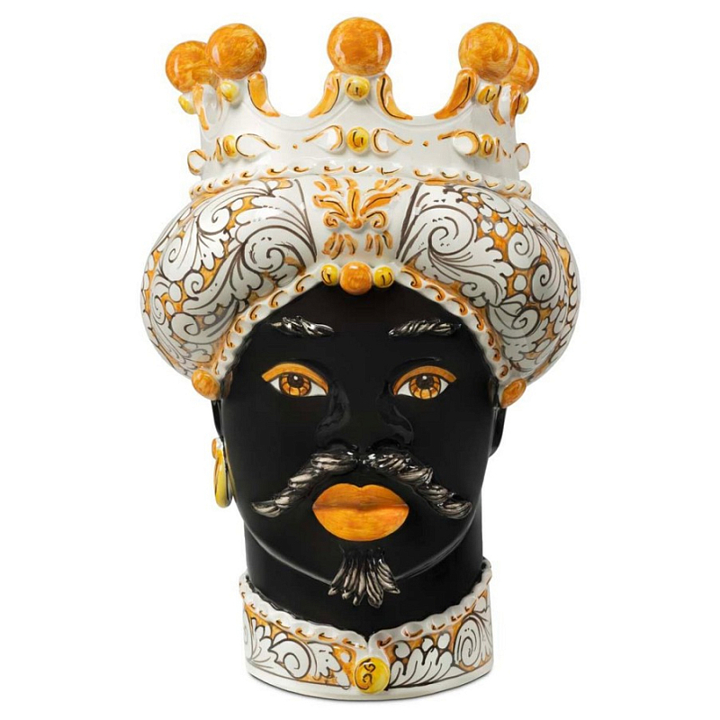 Ваза Vase Moro Man Ornate Orange Черный Оранжевый Белый Ваза Vase Moro Man Ornate Orange Черный Оранжевый Белый в Кирове | Loft Concept