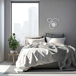 Бра белого цвета с изогнутыми световыми линиями и круглым основанием Luke Lampco Tracer Lamp варинант исполнения - 7 | Loft Concept в Кирове