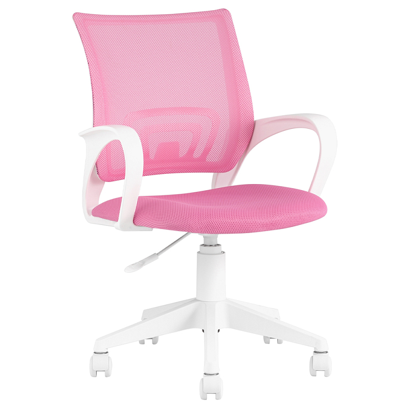 Офисное кресло с основанием из белого пластика Desk chairs Pink Розовый Белый Офисное кресло с основанием из белого пластика Desk chairs Pink Розовый Белый в Кирове | Loft Concept