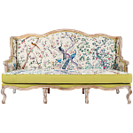 Диван из натурального бука бежевый с изображением птиц и цветов Beige Green Chinoiserie Garden Sofa варинант исполнения - 1 | Loft Concept в Кирове