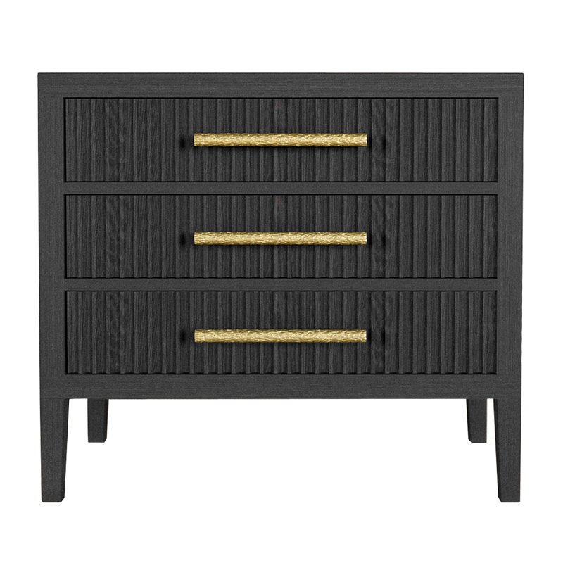 Тумба Primo  с тремя ящиками шпон Черный дуб Черный Золотой в Кирове | Loft Concept 