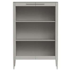 Витрина серо-бежевая с 2-мя стеклянными дверцами и 3-мя полками Type 