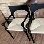 Стул дизайнерский с плетеным сидением Kronos Dining Chair Black варинант исполнения - 2 | Loft Concept в Кирове