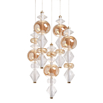 Люстра с плафонами из прозрачного и янтарного стекла в виде шаров и ромбов Gabriel Scott Luna варинант исполнения - 1 | Loft Concept в Кирове