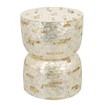 Приставной столик с мозаичным рисунком из раковин устриц Bone Inlay варинант исполнения - 1 | Loft Concept в Кирове