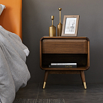 Прикроватная деревянная тумба с ящиком и нишей для хранения Moon Walnut Furniture варинант исполнения - 1 | Loft Concept в Кирове