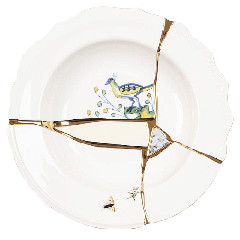Тарелка глубокая Seletti Kintsugi Белый Золотой Мульти Тарелка глубокая Seletti Kintsugi Белый Золотой Мульти в Кирове | Loft Concept