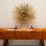 Зеркало-солнце круглое в раме из металла с золотыми с лучами Rays of Peace варинант исполнения - 2 | Loft Concept в Кирове