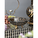 Блюдо черного цвета из фрафора на бронзовых ножках Eden Garden porcelain and bronze варинант исполнения - 3 | Loft Concept в Кирове