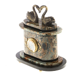 Часы настольные из натурального камня с декором в виде двух лебедей Swans Stone Clock варинант исполнения - 2 | Loft Concept в Кирове