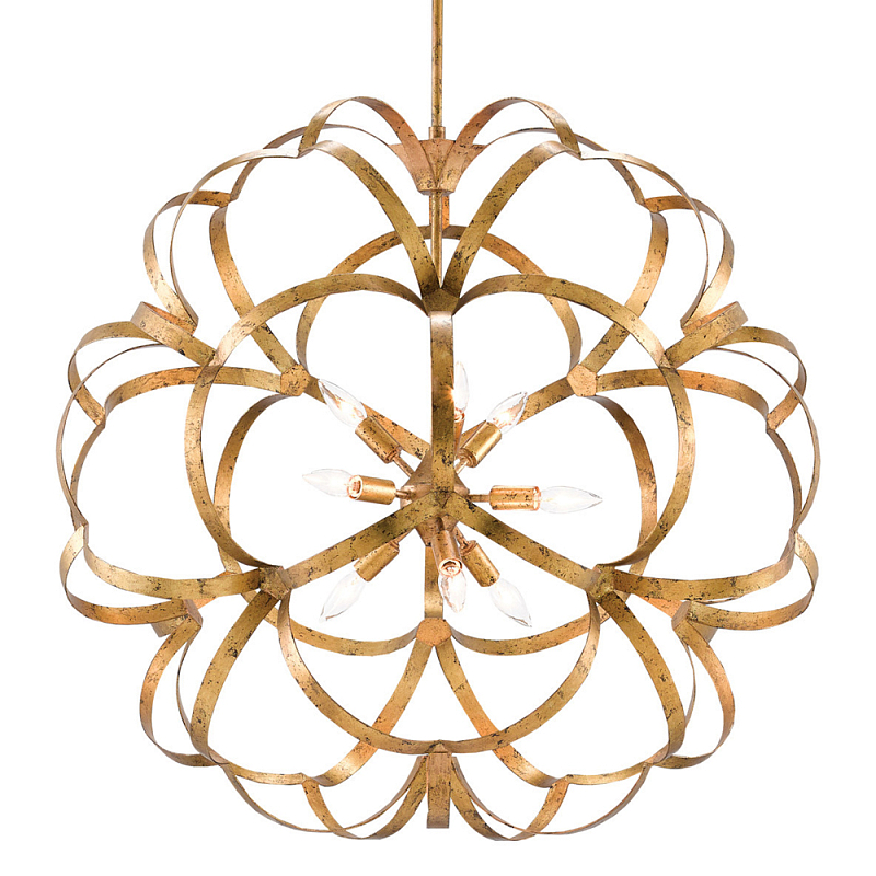 Люстра круглая в виде объёмного цветка Golden Flower Sphere Золотой Люстра круглая в виде объёмного цветка Golden Flower Sphere Золотой в Кирове | Loft Concept